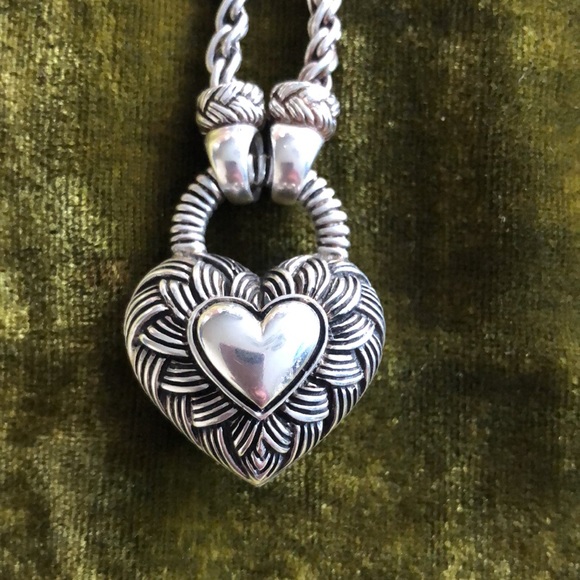 Andrea Candella Sterling and 14k gold large heart necklace. - Picture 6 of 15